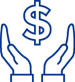 icon of hands holding up a dollar sign