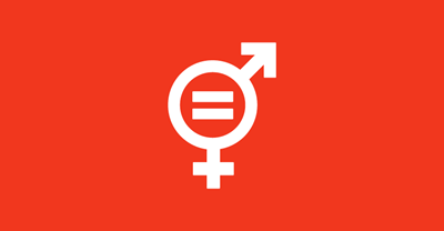 gender equality icon on a red background
