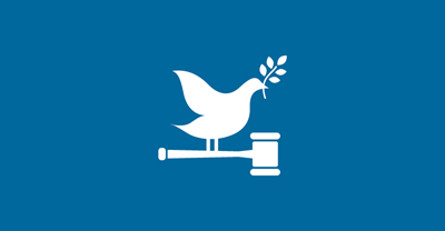 a dove icon on a blue background