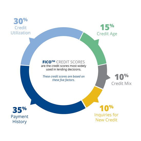 FICO score factors infographic