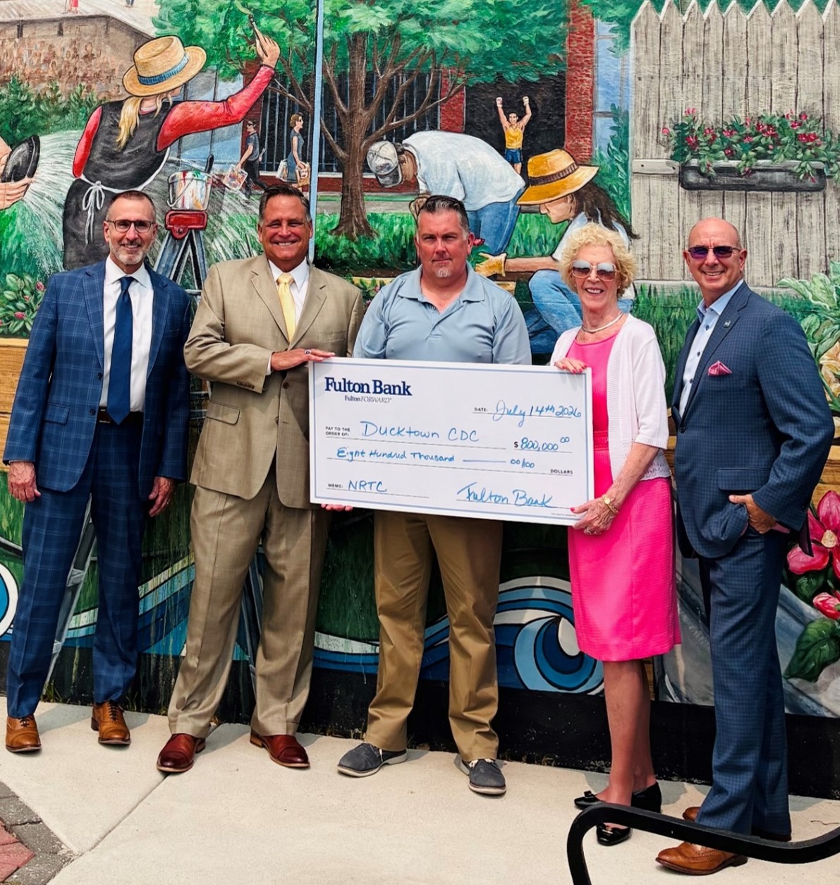 In the photo, left to right, are Andy Agger, Fulton Bank Middle Market Banking Executive; Max Slusher, Chief Financial Officer of Atlantic County Economic Alliance; Michael Cagno, Volunteer Board President of Ducktown Community Development Corporation; Wendy Bartlett, Fulton Bank Senior Commercial Relationship Manager; and Joe Tredinnick, Fulton Bank Market President.class=