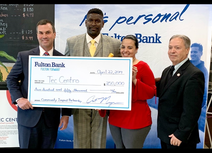 Fulton Bank presents check to Tec Centro to support Job Training and Workforce Readiness in the Lancaster community.