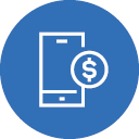 icon of a phone and dollar sign